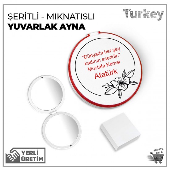 Yuvarlak Ayna Şeritli Mıknatıslı